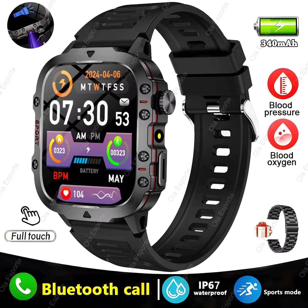 Unleash Your Potential with the Original Men Smartwatch - Bluetooth Calling, IP68 Waterproof, and Cutting-Edge Health Monitoring!