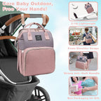 Baby Diaper Bags with Changing Station,Waterproof Diaper Bag Backpack for Moms Dads with USB Charging Port,Large Capacity Multifunctional Baby Essentials(Pink-Grey)