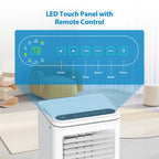 Garvee 14K/10K/8K BTU Fast & Quiet Cooling Portable Air Conditioner, 4‑In‑1 AC Unit with Dehumidifier & Fan, LED/LCD Display, Remote Control, 24H Timer, 4‑Way Swing, 360° Wheels & Window Kit for Bedroom Office Home