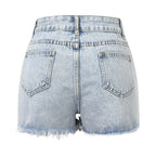 Women'S Jeans Shorts Casual Summer Fashion Ripped Jeans Pants with Holes Washed Color High-Waisted Fashion Denim Shorts 2024