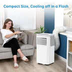 Garvee 14K/10K/8K BTU Fast & Quiet Cooling Portable Air Conditioner, 4‑In‑1 AC Unit with Dehumidifier & Fan, LED/LCD Display, Remote Control, 24H Timer, 4‑Way Swing, 360° Wheels & Window Kit for Bedroom Office Home
