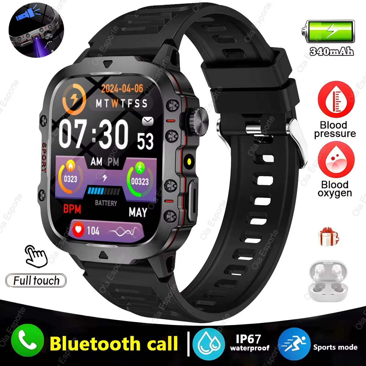 Unleash Your Potential with the Original Men Smartwatch - Bluetooth Calling, IP68 Waterproof, and Cutting-Edge Health Monitoring!