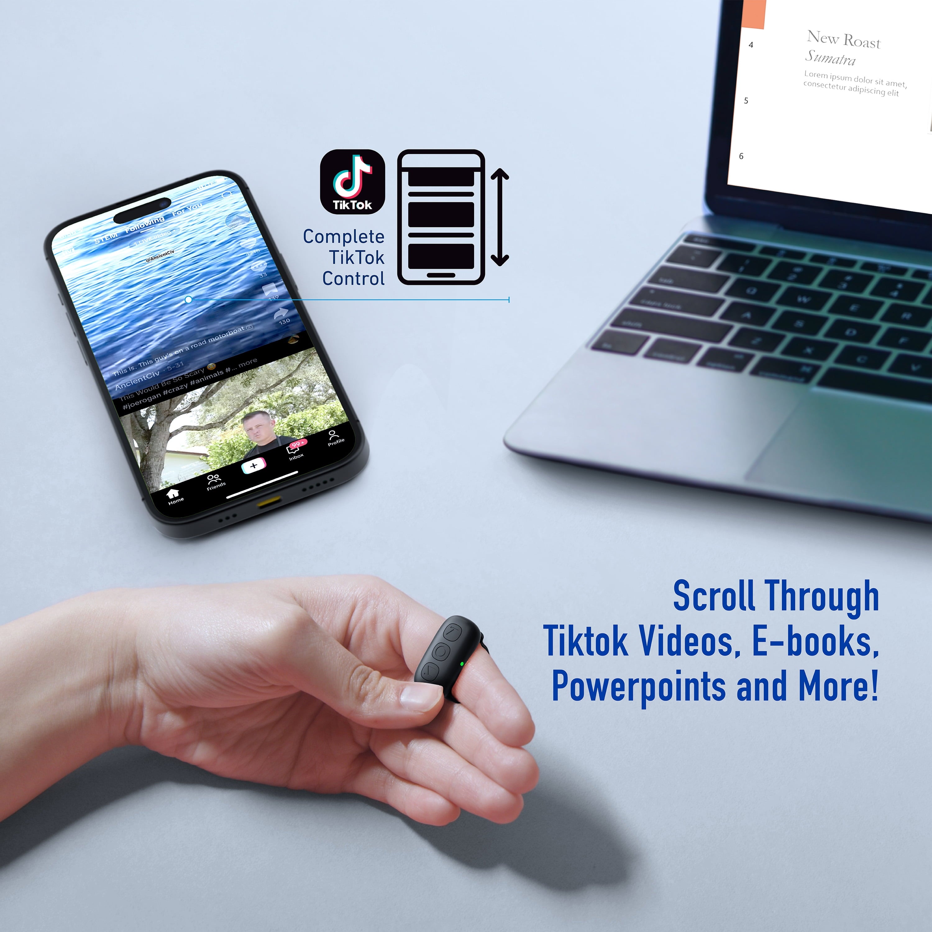 Revolutionize Your TikTok Experience with the Smart Remote Ring - Bluetooth Scrolling Made Easy!