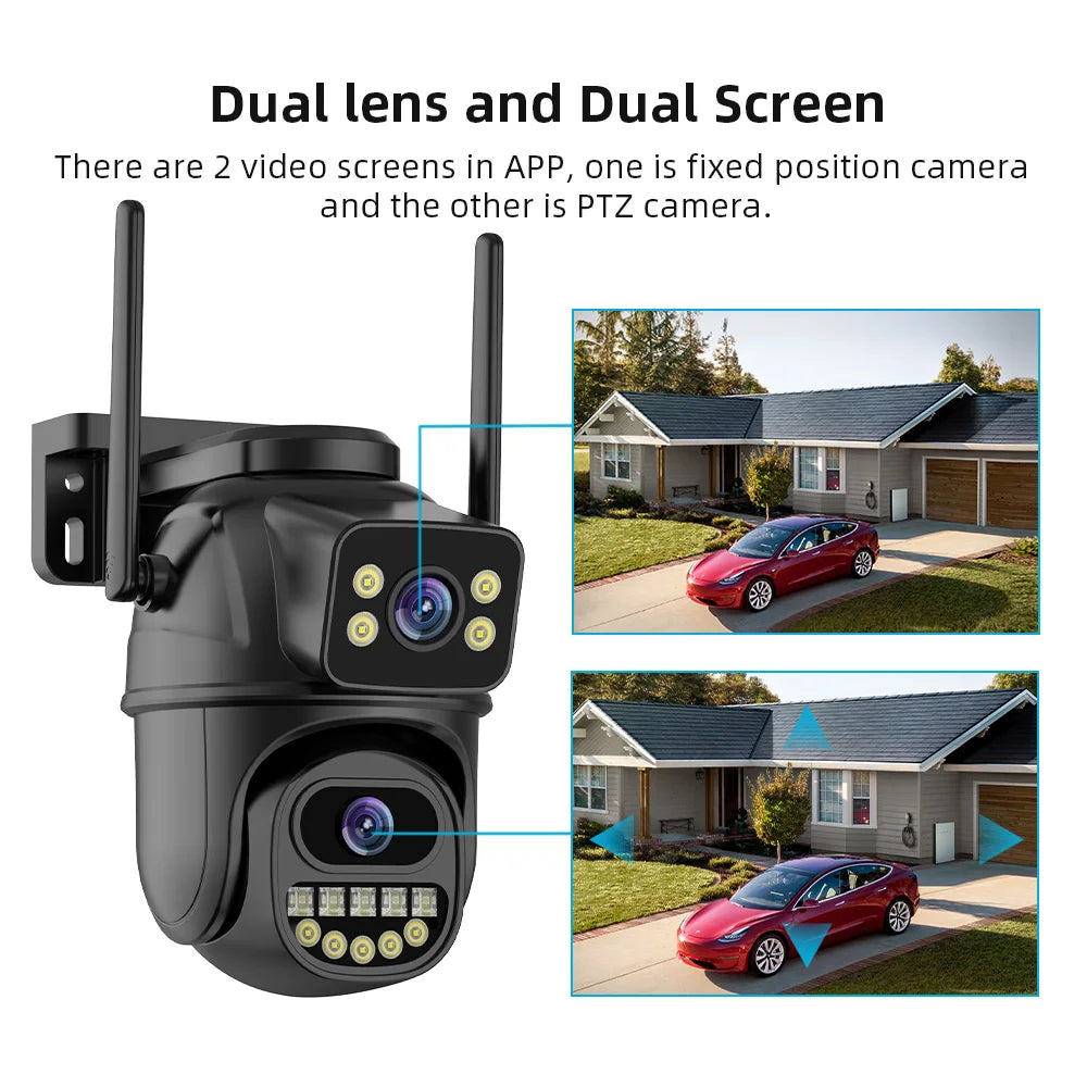 Experience Crystal Clear Surveillance with Our 4K 8MP HD WiFi PTZ Camera - Dual Lens, AI Auto Tracking, and Night Vision!