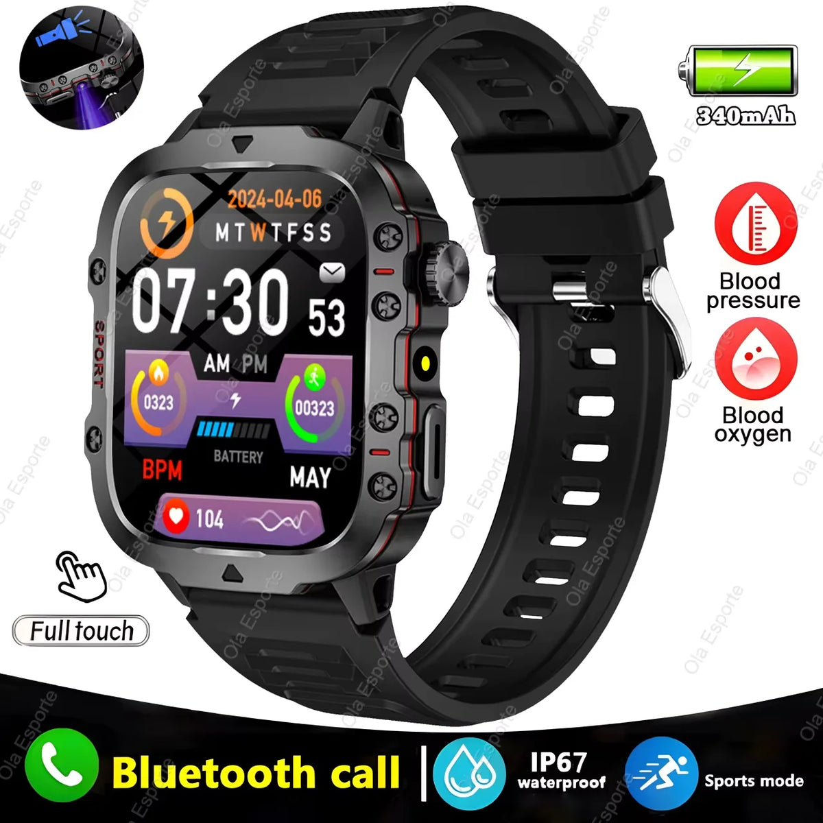 Unleash Your Potential with the Original Men Smartwatch - Bluetooth Calling, IP68 Waterproof, and Cutting-Edge Health Monitoring!