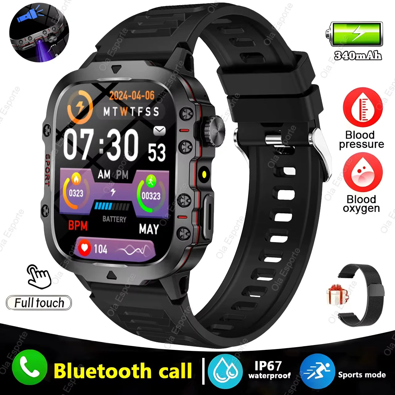 Unleash Your Potential with the Original Men Smartwatch - Bluetooth Calling, IP68 Waterproof, and Cutting-Edge Health Monitoring!