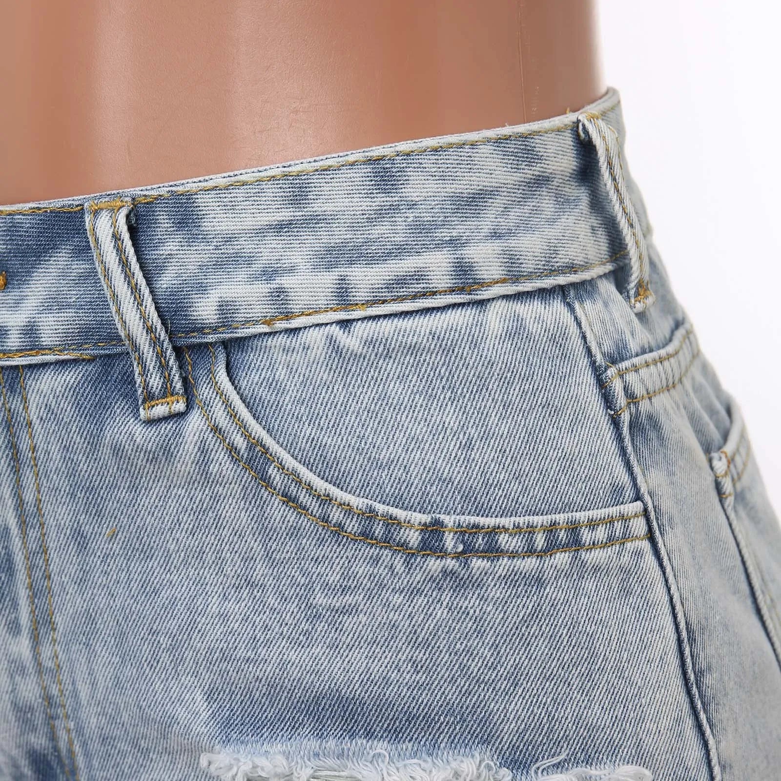 Women'S Jeans Shorts Casual Summer Fashion Ripped Jeans Pants with Holes Washed Color High-Waisted Fashion Denim Shorts 2024