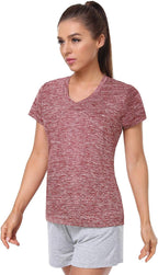 5-Pack Women'S Short Sleeve Dry Fit T-Shirt Moisture Wicking V-Neck Tee | Exercise Yoga Tees,Quick Dry Tops for Workout,Gym