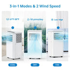 Garvee 14K/10K/8K BTU Fast & Quiet Cooling Portable Air Conditioner, 4‑In‑1 AC Unit with Dehumidifier & Fan, LED/LCD Display, Remote Control, 24H Timer, 4‑Way Swing, 360° Wheels & Window Kit for Bedroom Office Home