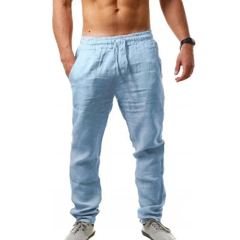 2024 Spring/Summer New Men'S Cotton Linen Pants Summer Fashion Casual Solid Color Loose plus Size M-4XL