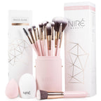 Beauty 15 Piece Award Winning Pink Makeup Brush Set: Cute Vegan Makeup Brushes for Women, Teen Girls & Tweens with Holder Case, Sponge, Cleaner & Guide, Gift Box