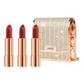 Matte Lipstick Set 3 Colours with Silver Chain Bag Waterproof Non-Stick Long Lasting Makeup Red 3.5Gx3Pcs for Women and Girls