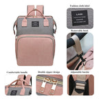 Baby Diaper Bags with Changing Station,Waterproof Diaper Bag Backpack for Moms Dads with USB Charging Port,Large Capacity Multifunctional Baby Essentials(Pink-Grey)
