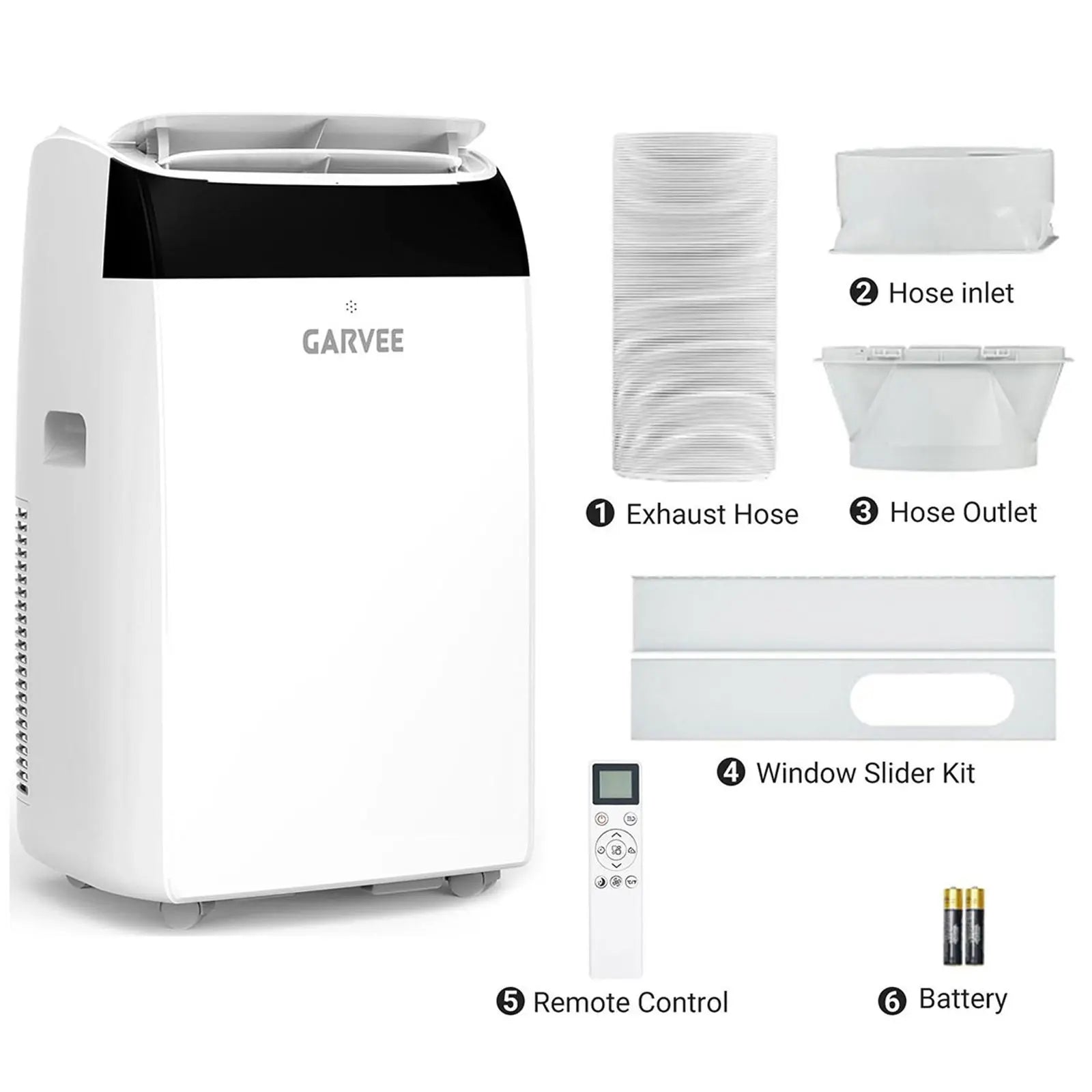 Garvee 14K/10K/8K BTU Fast & Quiet Cooling Portable Air Conditioner, 4‑In‑1 AC Unit with Dehumidifier & Fan, LED/LCD Display, Remote Control, 24H Timer, 4‑Way Swing, 360° Wheels & Window Kit for Bedroom Office Home
