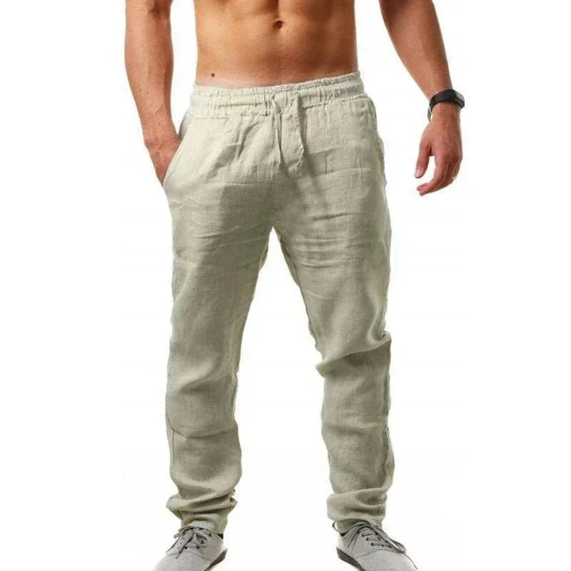 2024 Spring/Summer New Men'S Cotton Linen Pants Summer Fashion Casual Solid Color Loose plus Size M-4XL