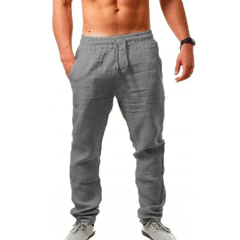 2024 Spring/Summer New Men'S Cotton Linen Pants Summer Fashion Casual Solid Color Loose plus Size M-4XL