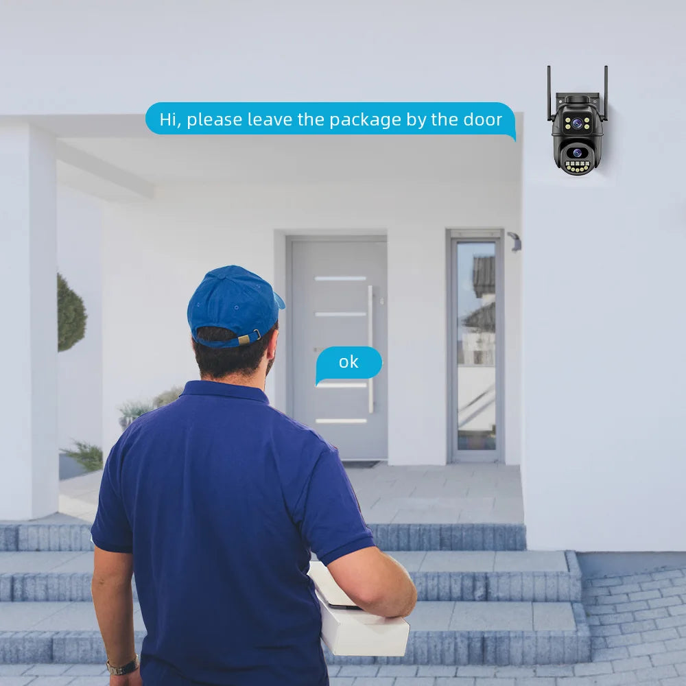 Experience Crystal Clear Surveillance with Our 4K 8MP HD WiFi PTZ Camera - Dual Lens, AI Auto Tracking, and Night Vision!