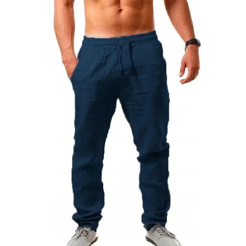 2024 Spring/Summer New Men'S Cotton Linen Pants Summer Fashion Casual Solid Color Loose plus Size M-4XL
